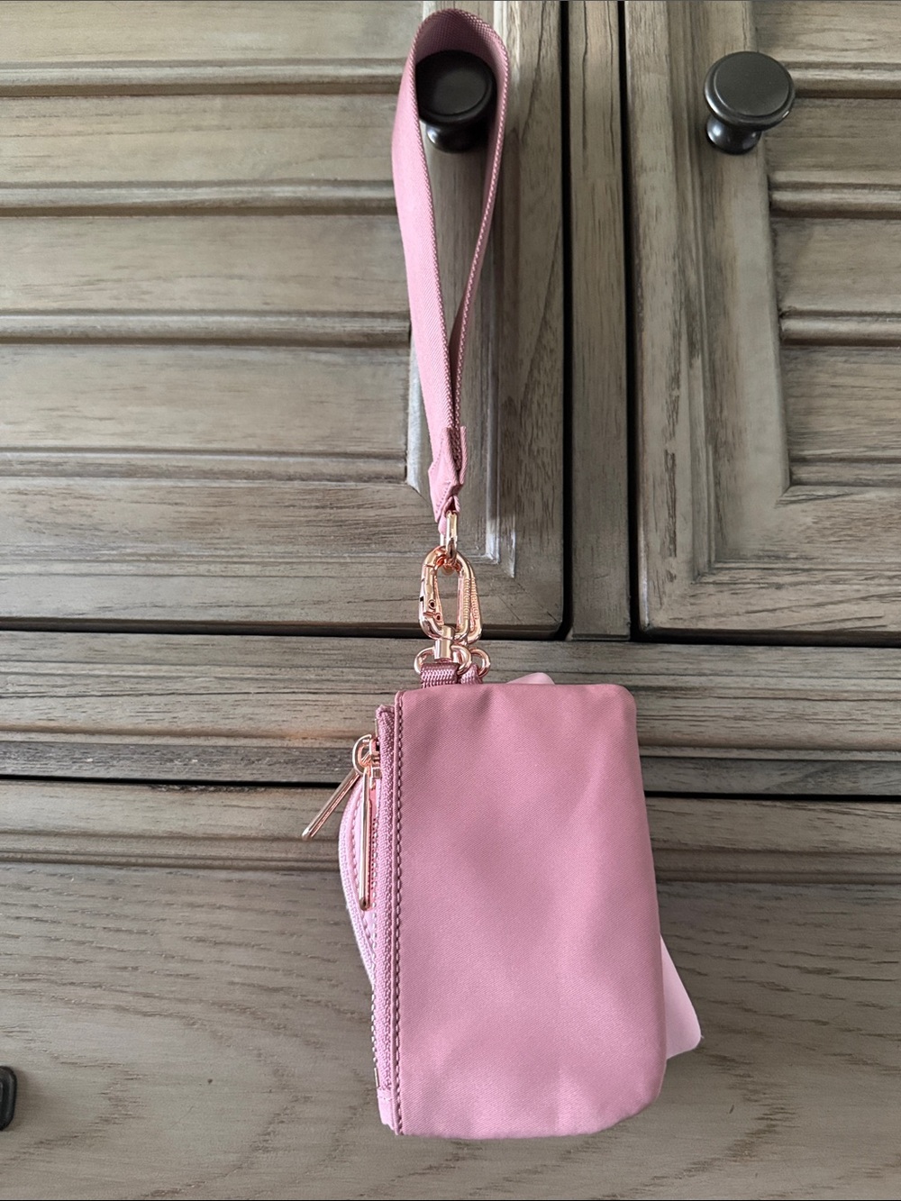 lululemon blush pink wristlet key pouch with rose-gold hardware - Picture 2 of 2